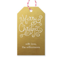 Whimsical Christmas Calligraphy Elegant Swirl Gold
