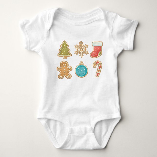 Whimsical Christmas Cookie Icons Baby Strampler (Vorderseite)