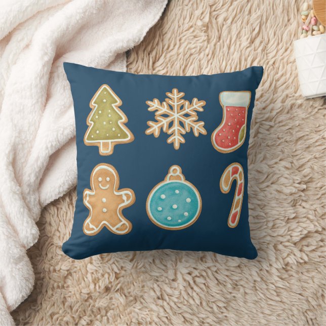 Whimsical Christmas Cookie Icons Kissen (Decke)