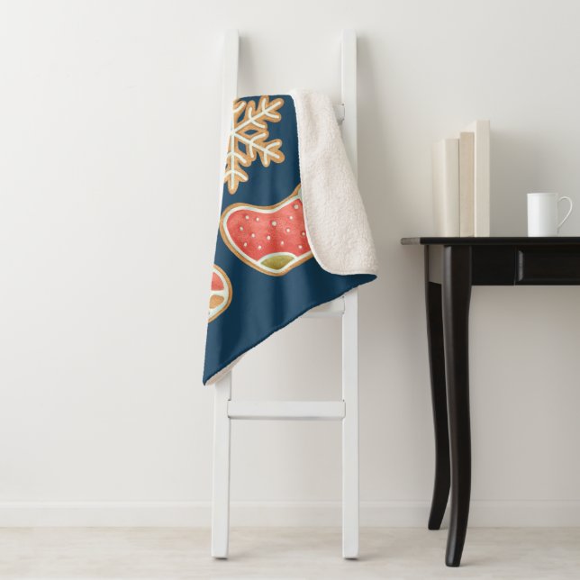 Whimsical Christmas Cookie Icons Sherpa Blanket Sherpadecke (Beispiel)