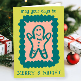 Whimsical Christmas Cookie Merry & Bright Holiday Karte
