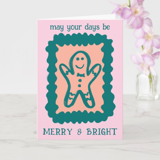 Whimsical Christmas Cookie Merry & Bright Holiday Karte (Orchidee)