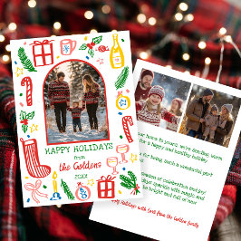 Whimsical Christmas  Cute Custom Arch 3 PHOTO  Feiertagskarte