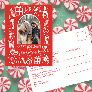 Whimsical Christmas  Cute Custom Arch FOTO  Feiertagspostkarte