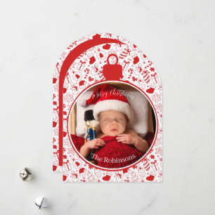 Whimsical-Christmas-Doodle-Art-Schmuck-Foto Feiertagskarte