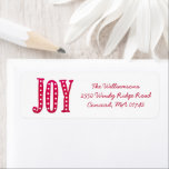 Whimsical Christmas Doodled Joy Custom<br><div class="desc">Feiern Sie die Saison mit diesem lustigen,  skurrilen Rücksenderetikett mit dem Wort "JOY" in einem festlichen roten Schriftart. Spaß und lässig,  ein Label,  das sicher ist,  Lächeln an Freunde und Familie zu liefern.</div>