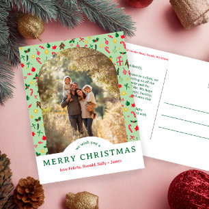 Whimsical CHRISTMAS Doodles CUSTOM Arch FOTO Postkarte