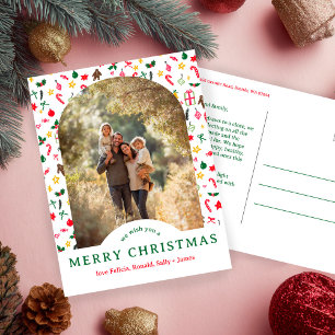 Whimsical CHRISTMAS Doodles CUSTOM Arch FOTO Postkarte