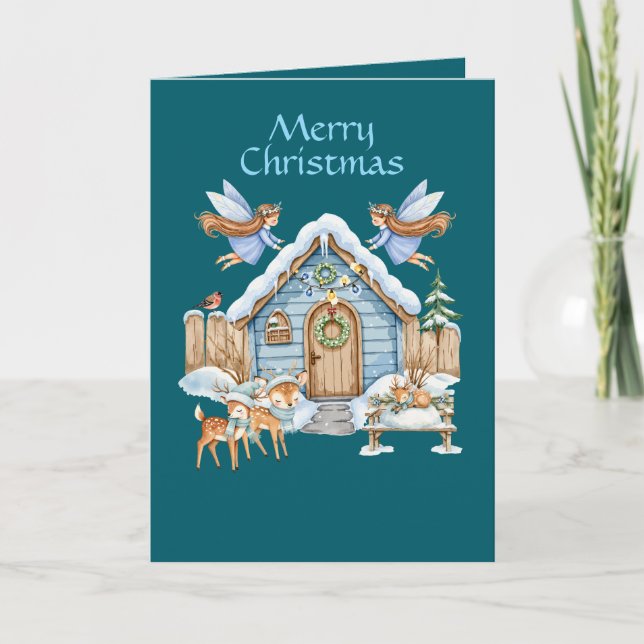 Whimsical Christmas Folded Holiday Card Feiertagskarte (Vorderseite)