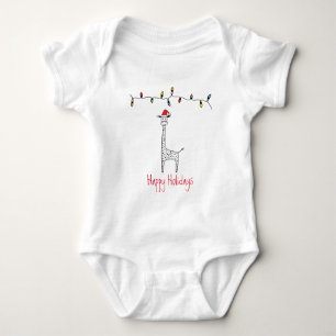 Whimsical Christmas Giraffe Baby Strampler
