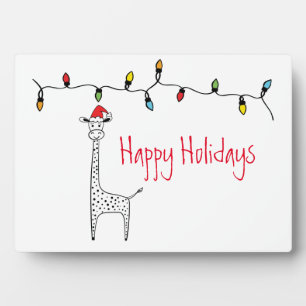 Whimsical Christmas Giraffe Fotoplatte