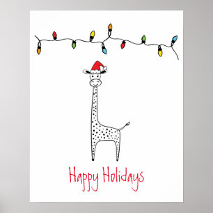 Whimsical Christmas Giraffe Poster