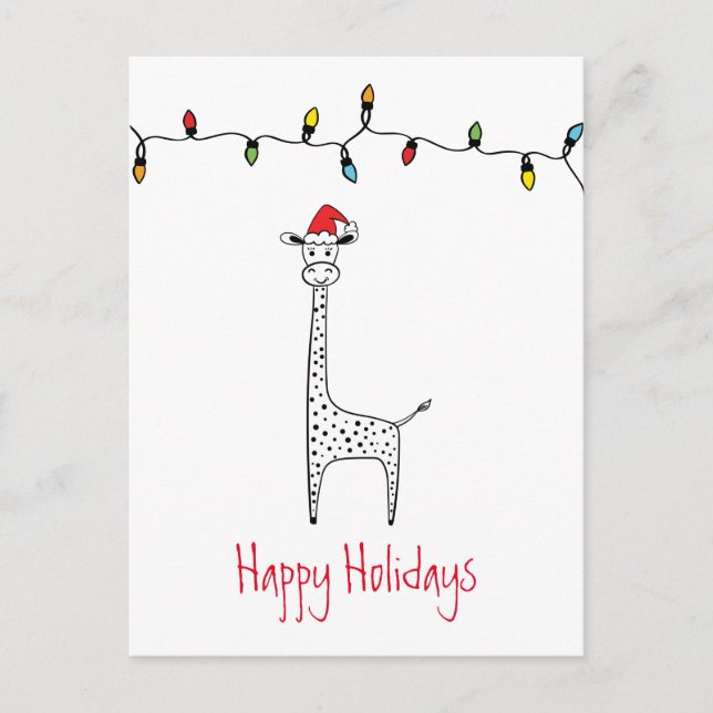 Whimsical Christmas Giraffe Postkarte (Vorderseite)