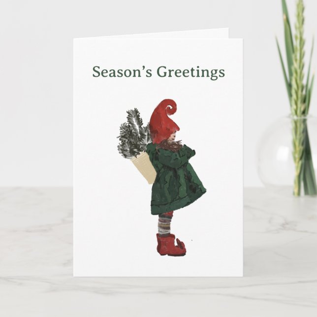 Whimsical Christmas Gnome Card - festlicher Gruß Karte (Vorderseite)