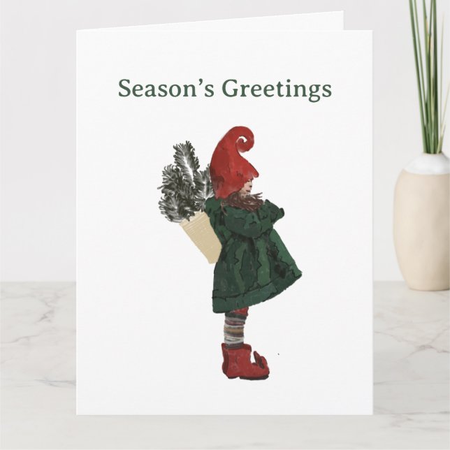 Whimsical Christmas Gnome Card - festlicher Gruß Karte (Vorderseite)