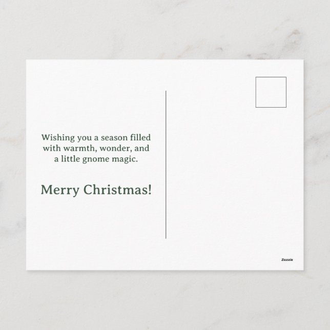 Whimsical Christmas Gnome Postcard - Gruß Feiertagspostkarte (Rückseite)