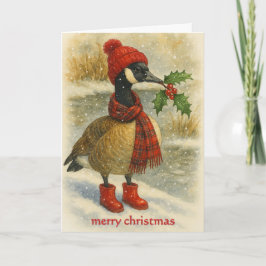 Whimsical Christmas Goose  Feiertagskarte