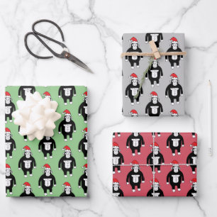 Whimsical Christmas Gorillas Geschenkpapier Set
