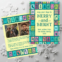 Whimsical Christmas Grid Cute Custom 2 PHOTO  Feiertagskarte