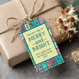 Whimsical Christmas Grid Cute Custom  Geschenkanhänger