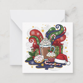 Whimsical Christmas Hot Cocoa & Treats Mitteilungskarte
