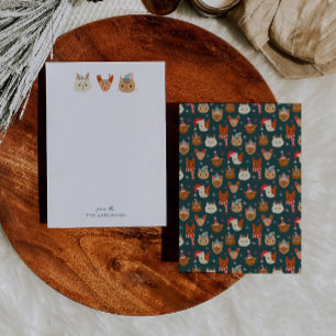 Whimsical Christmas Katzen Grün Mitteilungskarte