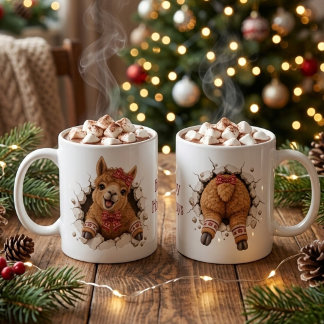 Whimsical Christmas Lama Durchbricht Wand Kaffeetasse