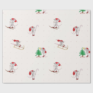 Whimsical Christmas Mice Wrapping Paper Geschenkpapier