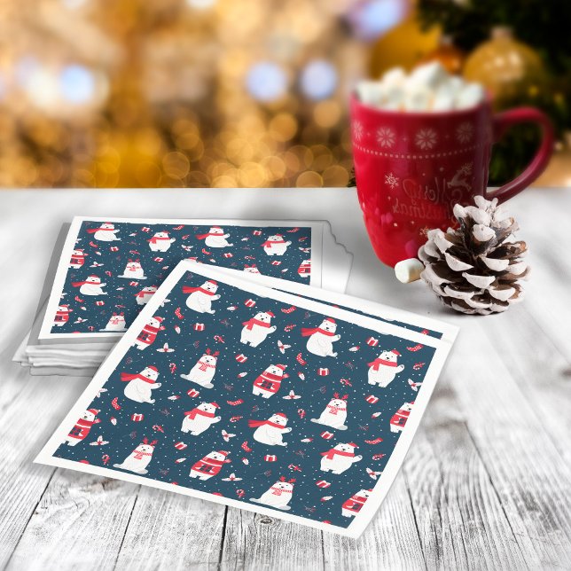 Whimsical Christmas Polar Bears ID850 Serviette (Von Creator hochgeladen)