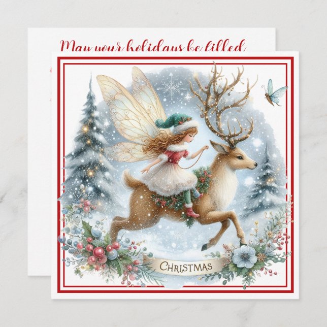 Whimsical Christmas Ride Holiday Card (Vorne/Hinten)