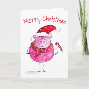 Whimsical Christmas Schwein Karte