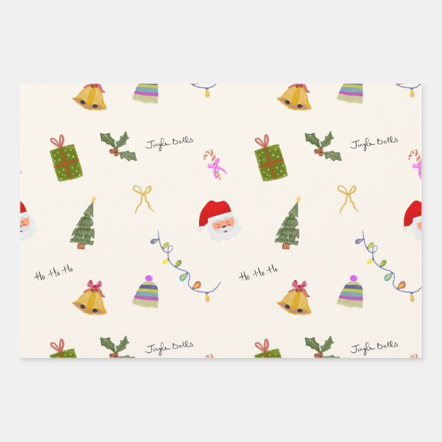 Whimsical Christmas Seamless Pattern  Geschenkpapier Set (Vorderseite)