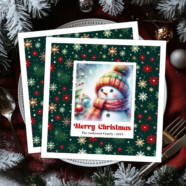 Whimsical Christmas Snowman Napkins Editable Party Serviette (Whimsical Christmas Snowman Napkins Editable Party Napkins

)
