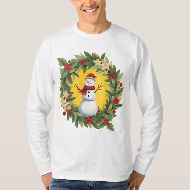Whimsical Christmas Sweater | Snowman T-Shirt (Vorderseite)