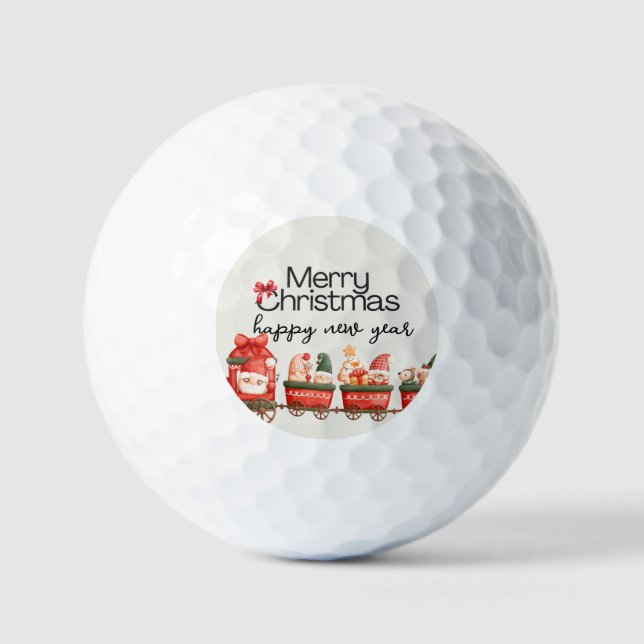 Whimsical Christmas Train Card Golfball (Vorderseite)