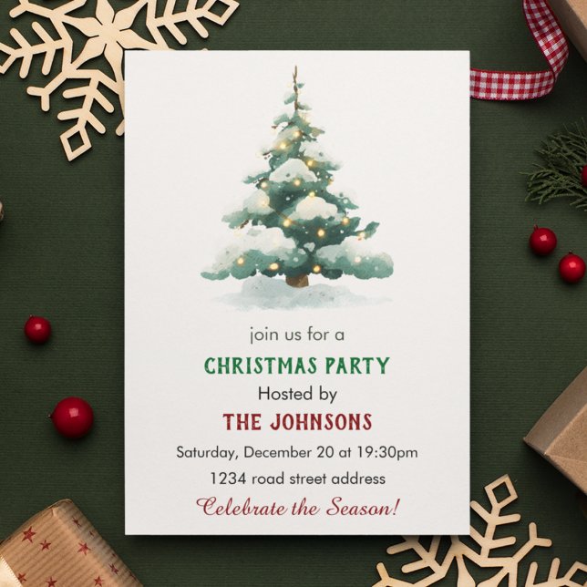Whimsical Christmas Tree Dinner Party Invitation Einladung (Von Creator hochgeladen)