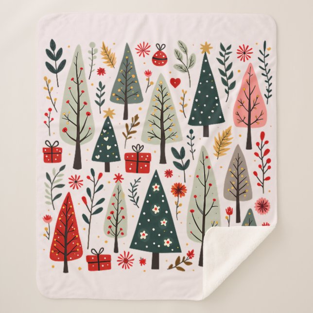 Whimsical Christmas Tree Forest Sherpadecke (Vorderseite)
