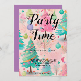 Whimsical Christmas Tree Party Holiday Einladung