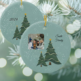 Whimsical Christmas Tree Scene Foto Keramik Ornament