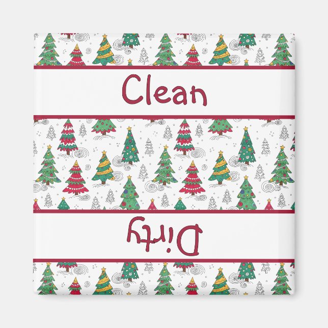 Whimsical Christmas Trees Dishwasher Clean/Dirty Magnet (Vorne)