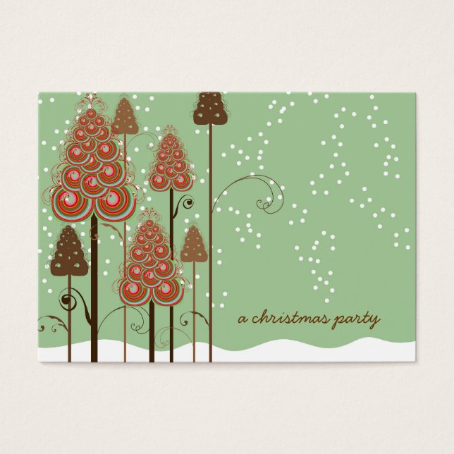 Whimsical Christmas Trees Mini Einladung / Danke/ (Vorderseite)