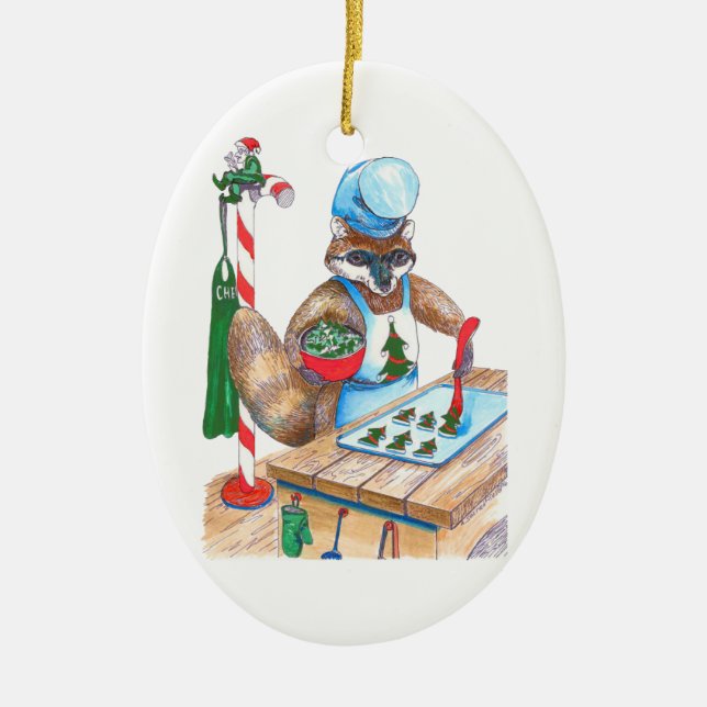 Whimsical Christmas Wildlife Koch Oval Ornament (Vorne)