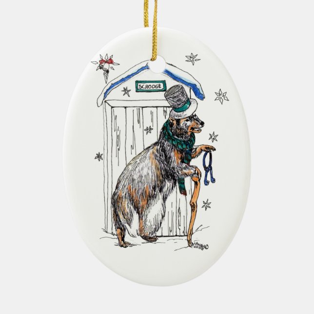 Whimsical Christmas Wildlife Tree Keramikornament (Hinten)