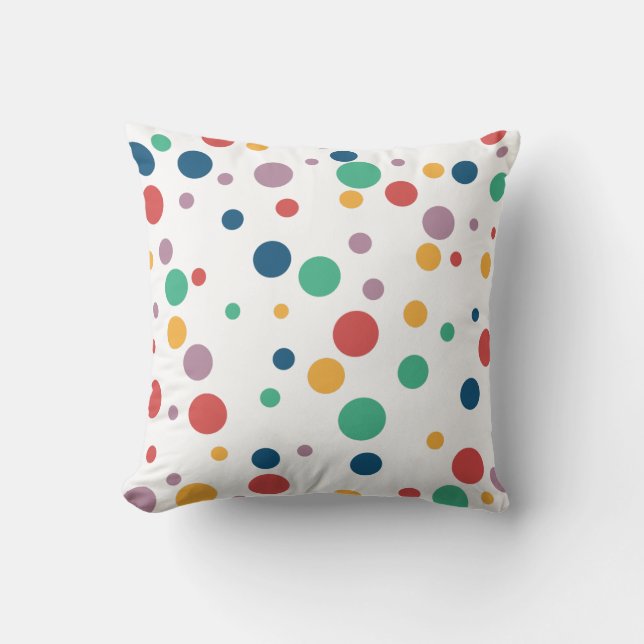 "Whimsical Circles: Ein lebendiger Polka Dot Extra Kissen (Vorderseite)