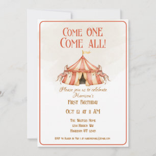 Whimsical Circus Horse Erster Geburtstag Einladung