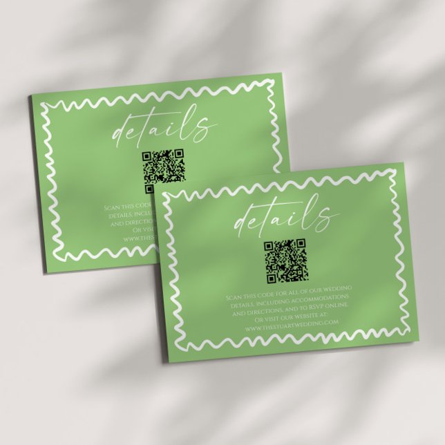 Whimsical Citrus Green QR Code Wedding Details Begleitkarte (Von Creator hochgeladen)