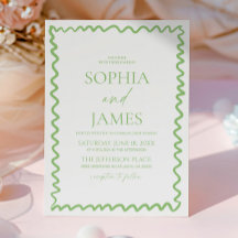 Whimsical Citrus Green Wavy Border Wedding