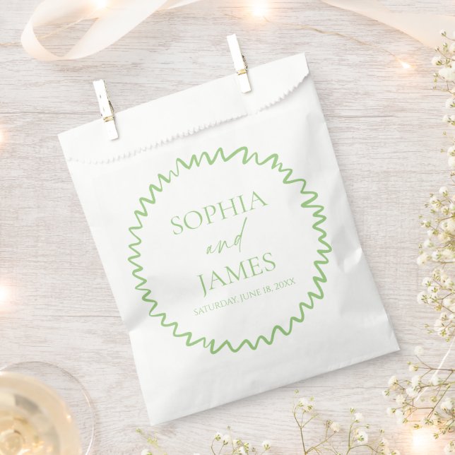Whimsical Citrus Green Wavy Border Wedding Geschenktütchen (Ausgeschnitten)