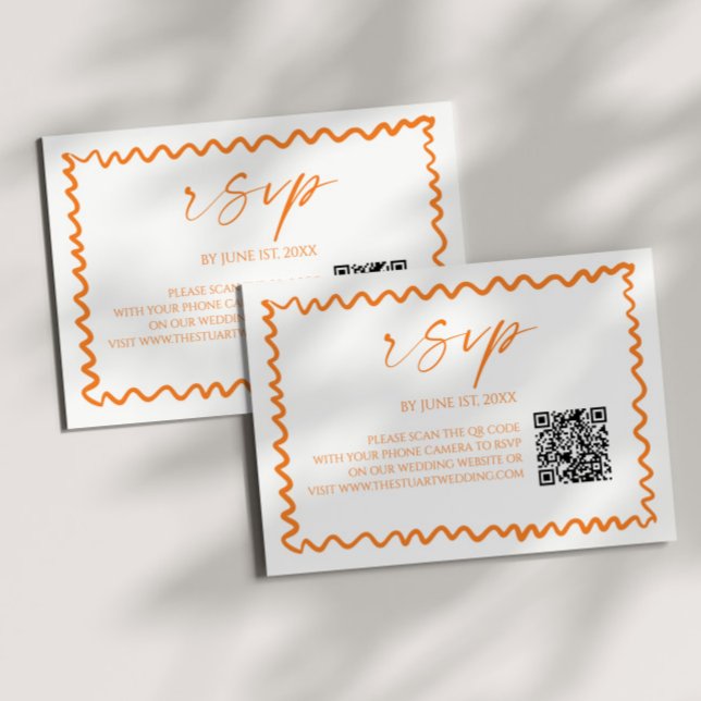 Whimsical Citrus Orange QR Code Wedding RSVP Karte (Von Creator hochgeladen)