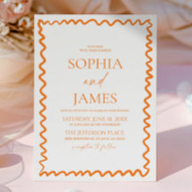 Whimsical Citrus Orange Wavy Border Wedding